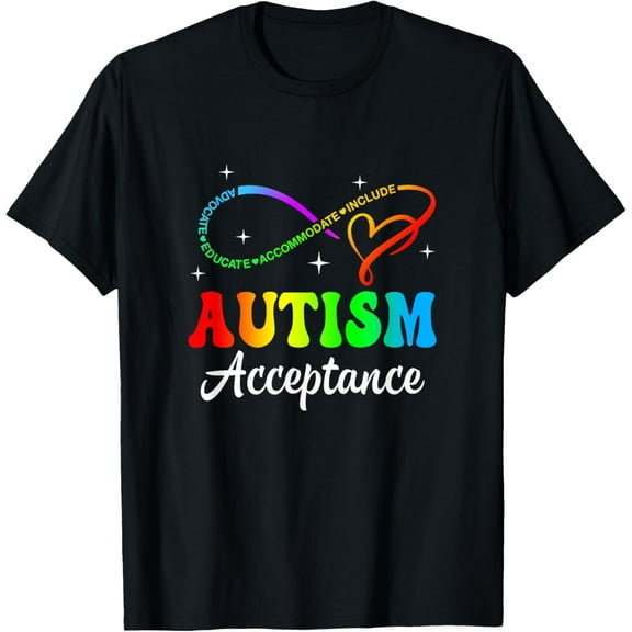Autism Awareness Acceptance Infinity Symbol Men Women Kid T-ShirtMen and women, Black T-shirt, size: Extra large