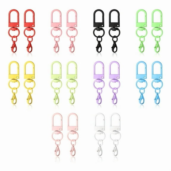 20PC Colorful Lobster Clasp Hooks Keychain with Lobster Matel Clasps for DIY Jewelry Making Dog Buckle Neckalce,20 * colorful paint rotating keychain set