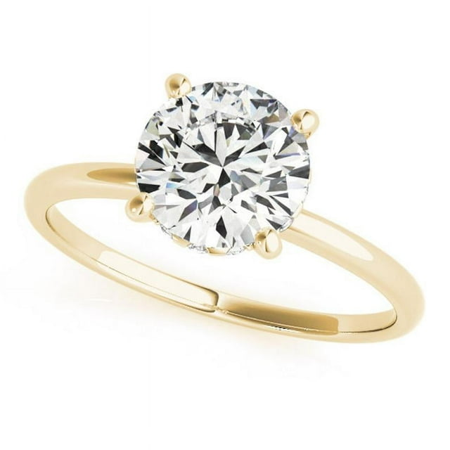 2.16 Ct Solitaire Round Diamond Wedding Rings for Women Solid 14K Yellow Gold