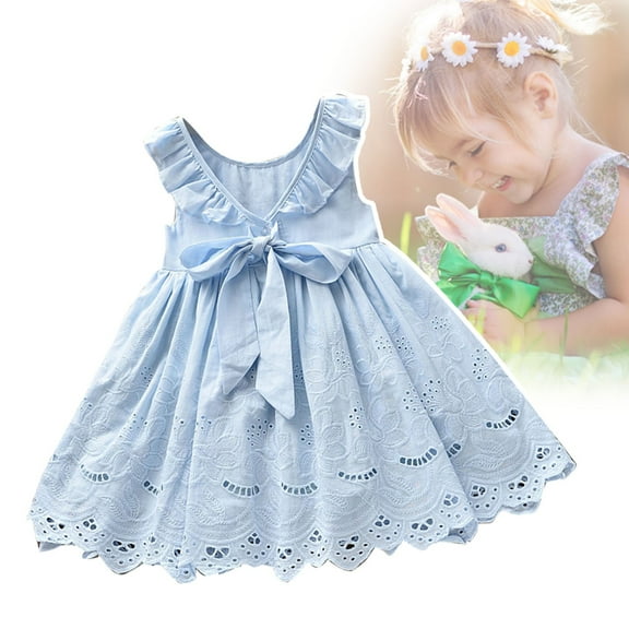 Vedolay Girl Dress Girls' and Toddler Sleeveless Dress,Blue 12-18 Months