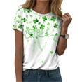 thumbnail image 2 of Aayomet Women St Patricks Day Round Neck Short Sleeve Shirt Irish Graphic Tops (Army Green, XXL), 2 of 6