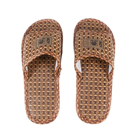 

Men Summer Slipper Straw Bamboo and Rattan Loafer Household Anti-slip Breathable Flop Bath Spa Sandal (Suit for 39-40 Code)