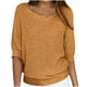 thumbnail image 1 of Suéteres Umfun para mujer, sueltos, informales, de punto, lisos, estampados, cuello redondo, manga 3/4, suaves al tacto, ligeros, amarillos, XL, 1 of 5