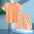 thumbnail image 2 of KPOPLK Toddler Baby Girl Summer Clothes Short Sleeves T-Shirt Tee Tops + Shorts Cute Outfits Set Size 15-16 Years,Orange, 2 of 7