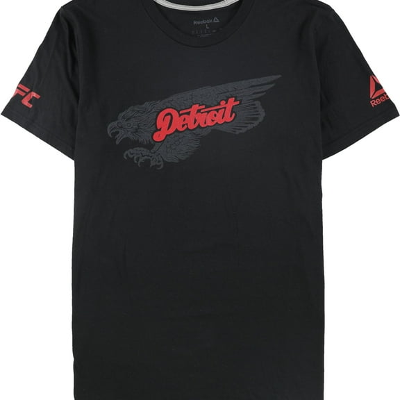 Reebok Mens Detroit Graphic T-Shirt, Black, Large