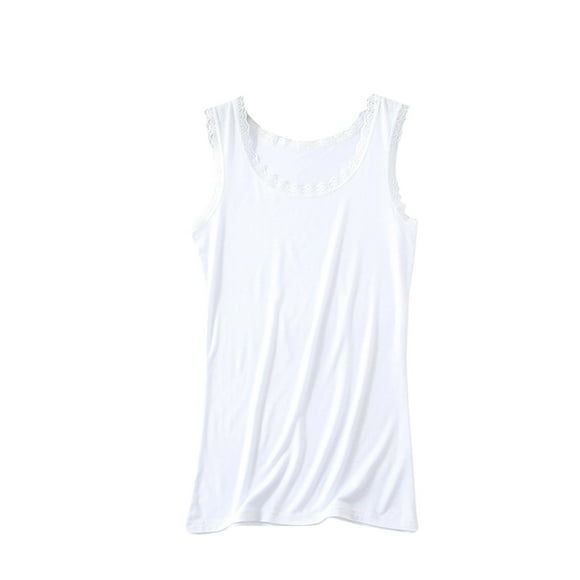 FAIWAD Women Tank Top Summer Sleeveless Slim Stretch Camisole Solid Color Basic Undershirt Vest with Lace Trim