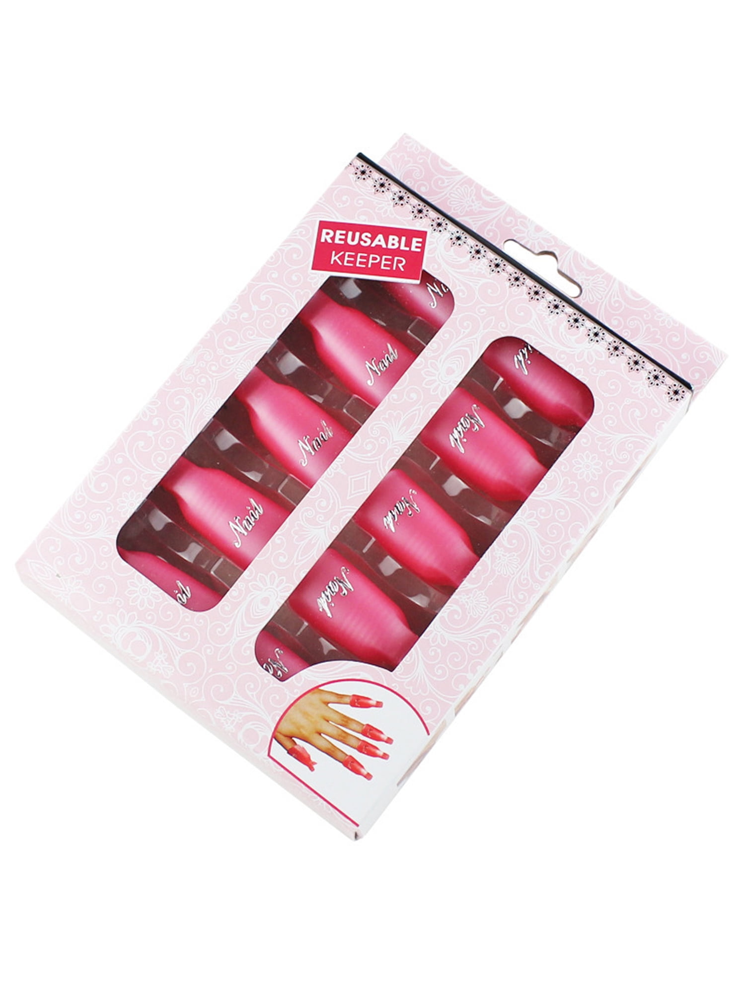 INTSUPERMAI 10pcs Nail Art Soak Off Clip Cap Pink Plastic Nail UV Gel Polish Remover