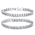 thumbnail image 1 of Pulseras de hombre de acero inoxidable para niños, 2 piezas, cadena de eslabones, 19 cm, 1 of 6