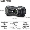 thumbnail image 2 of Ricoh WG-70 Black Waterproof Digital Camera 16MP (Black), 2 of 5