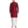 thumbnail image 1 of Royal Kurta Men's Cotton Silk Solid Dhoti And Kurta Set (40, Maroon), 1 of 1
