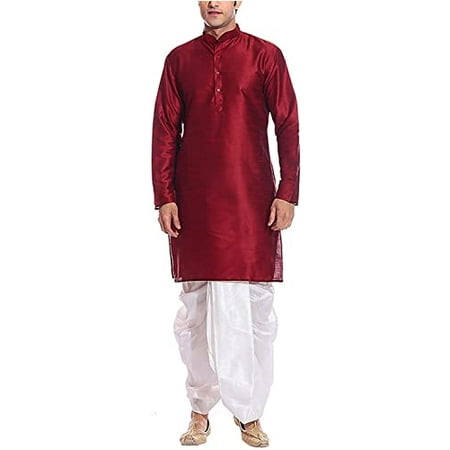 

Royal Kurta Men s Cotton Silk Solid Dhoti And Kurta Set (40 Maroon)