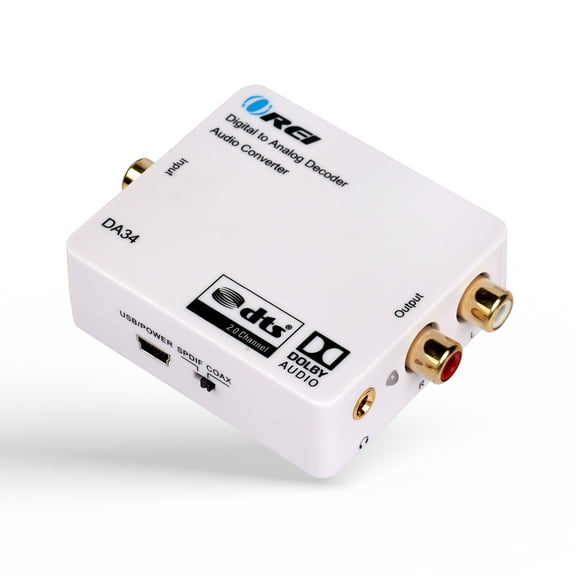 OREI Dolby Digital To Analog Audio Converter Decoder -SPDIF/Coaxial Input To RCA Output (DA34)