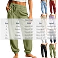 thumbnail image 4 of Women's Cotton Linen Joggers Ihhxva Drawstring Pants with Pockets Casual Elastic Waist Trousers Loose Fit Summer Straight Leg S-2XL, 4 of 6