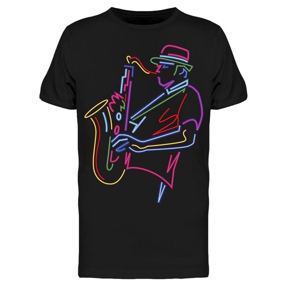 Jazz Musician Playing Sax Colors Tee Men's -Image by Shutterstock