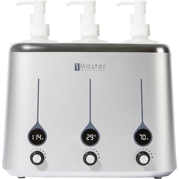 Master Massage Oil Warmer for Massage Therapy & Personal Use- Quick Oil & Lotion Warmer Heats up to 140°F- Sleek, Modern Design- Available with 1 or 3 Bottles