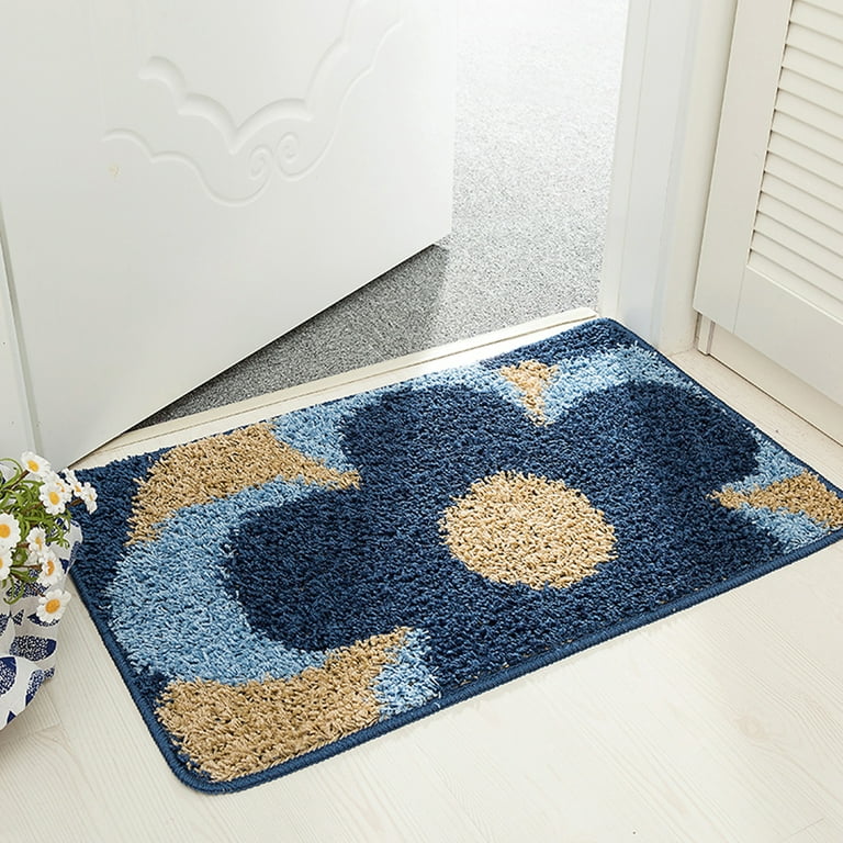 SOCOOL Front Door Mat Welcome Mats, 32 Inch x 47 Inch, Indoor Outdoor Rug  Mats for Shoe Scraper, Ideal for Inside Outside Home High Traffic Area,  Blue Yellow Flower 