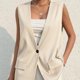 thumbnail image 5 of -Chaleco informal de gran tamaño para mujer, chaqueta sin mangas con cuello en V, elegante, moda coreana, Estética de verano, 5 of 5