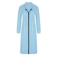 thumbnail image 5 of IROINNID Trench Coat for Women Casual Zip Up Hooded Long Coat Solid Loose Versatile Coat with Pocket,Sky Blue, 5 of 5