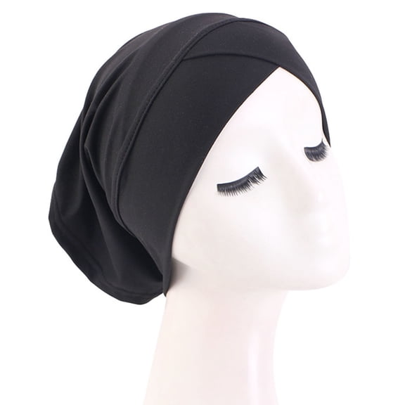 vnanda Women Turban Hat Ethnic Style Design Bottoming Hat Solid Color Straight Opening Tube Turban Hat Elastic Fine Workmanship Sleeping Hat Women Bathroom
