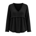 thumbnail image 5 of Women Long Sleeve Fringe Tops Western Outfit V Tops Neck Tops Oversized Shirts Going Out Tops Fall Outfits Business Casual Tops Workout Tops Basic Long Sleeve Shirts Casual Top, 5 of 5