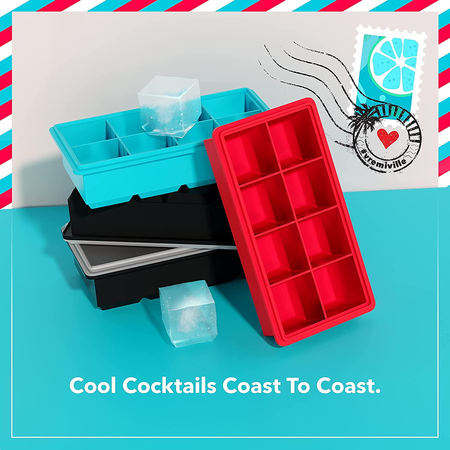 Cook Works Red Silicone Pop-Out Ice Cube Tray, 2-Pack