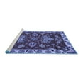 thumbnail image 2 of Ahgly Company Machine Washable Indoor Round Abstract Blue Modern Area Rugs, 3' Round, 2 of 4