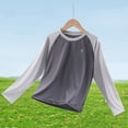 thumbnail image 2 of OOOUM Boys Raglan Long Sleeve Athletic Shirts Quick Dry Breathable Summer Tops Lightweight Stretch Training Running Rash Guard Grey 4-5 Years, 2 of 6