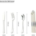 thumbnail image 2 of 100 Pack Pre Rolled Silver Plastic Silverware Set with Napkins,Disposable Wrapped Heavy Duty Cutlery Set for Wedding Birthday Party-100 Forks,Knives,Spoon,Utensils Set,Plasticware Bulk, 2 of 14