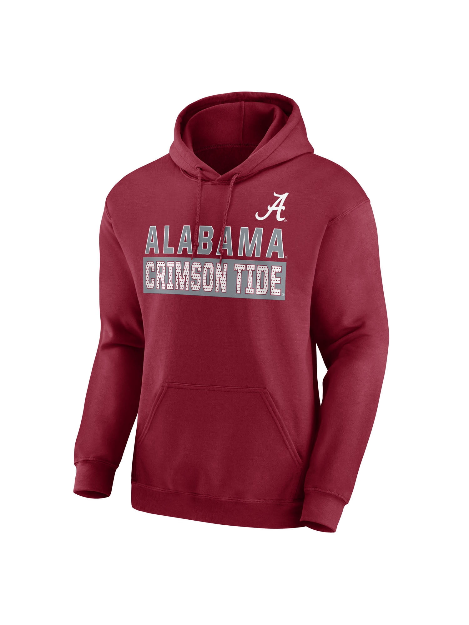 NCAA Alabama Crimson Tide Men's Crimson Stacked Cotton Fleece Pullover Hoodie, Up to Size 3XL
