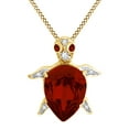 thumbnail image 7 of AFFY Pear Shape Simulated Garnet & White Cubic Zirconia Turtle Pendant in 14k Yellow Gold Over Sterling Silver, 7 of 7