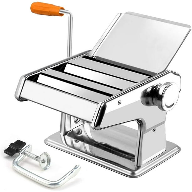 Manual Pasta Maker Machine With Double Cutter, 6 Adjustable Thickness Settings For Homemade