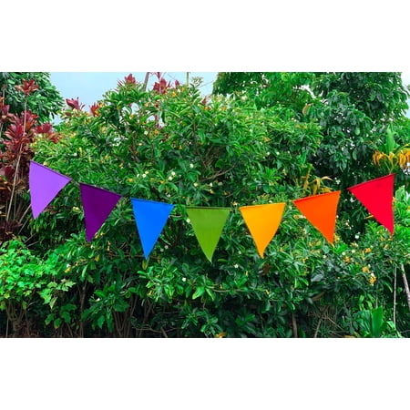 Blank Triangle Seven Chakra prayer flags Surged Edges Put Your Own Prayers 9X11