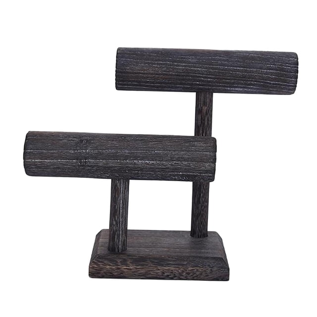 Estante de exhibición de Joyería extraíble vintage Organizador gris Almacenamiento de brazalete de 2 niveles Exhibición de barra desgastada jinwen Joyería de almacenamiento en rack