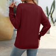 thumbnail image 6 of LEBONYARD Womens Tops Long Sleeve Fall Clearance,Women Striped Patchwork Knitted Sweater With Long Sleeved V-Neck Sweater Tops Wine XL, 6 of 6