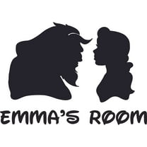 Beauty And The Beast Cartoon Design Customized Name Wall Decal - Custom Vinyl Wall Art - Personalized Name - Baby Girl Boy Kid Bedroom Wall Decal Room Decor Sticker Decoration Size (10x10 inch)