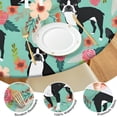 thumbnail image 4 of Boston Terrier Floral Flowers Round Fitted Tablecloth with Elastic Edge,Dining Table Cover Waterproof,Outdoor Round Tablecloth for Camping,Dining,Indoor and Outdoor, 4 of 7