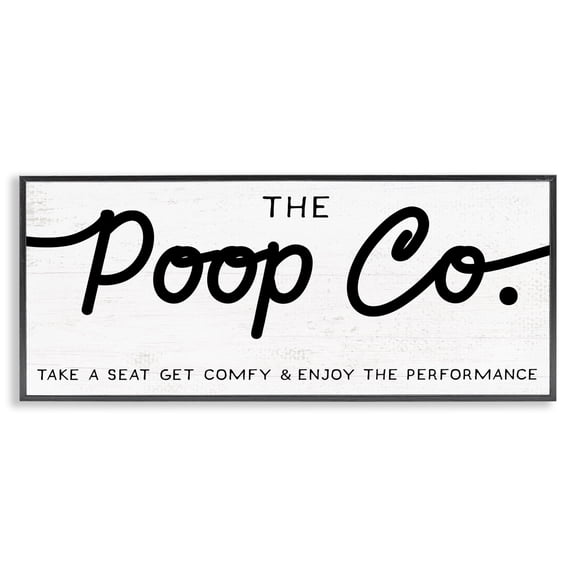 Stupell Industries Rustic Lodge The Poop Co. Funny Bathroom Sign Get Comfy Black Framed Giclee Art, 24 x 10, by Lil' Rue