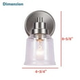 thumbnail image 6 of Aspen Creative 62287, 1 Light Wall / Vanity Light Fixture, 4-3/4" W x 8-5/8" H x 6" E, Brushed Nickel Finish, Clear Seeded Glass, Bulb Not Included, 6 of 6