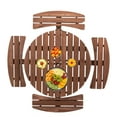 thumbnail image 4 of Resenkos 8-Person Outdoor Circular Wooden Picnic Table with 4 Built-in Benches for Patio Backyard Garden, Brown, 4 of 10