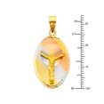 thumbnail image 3 of Wellingsale 14K Tri 3 Color Gold Polished Diamond Cut Religious Jesus Charm Pendant, 3 of 5
