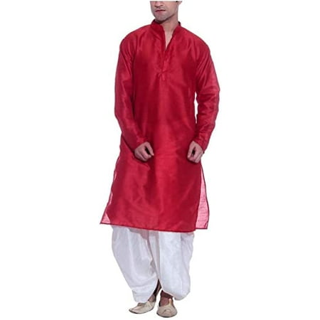 

Royal Men s Silk Blend Dhoti & Kurta Set_red