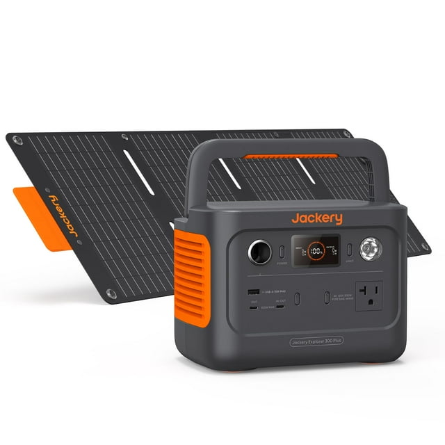 Jackery Solar Generator 300 Plus Portable Power Station with 40W Book-sized Solar Panel, , 288Wh Backup LiFePO4 Battery, 300W AC Outlet, Only 5KG for RV, Outdoors, Camping, Traveling, and Emergencies