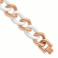 thumbnail image 1 of Stainless Steel Pink IP-plated & White Ceramic with Extender Bracelet 7.25in, 1 of 2