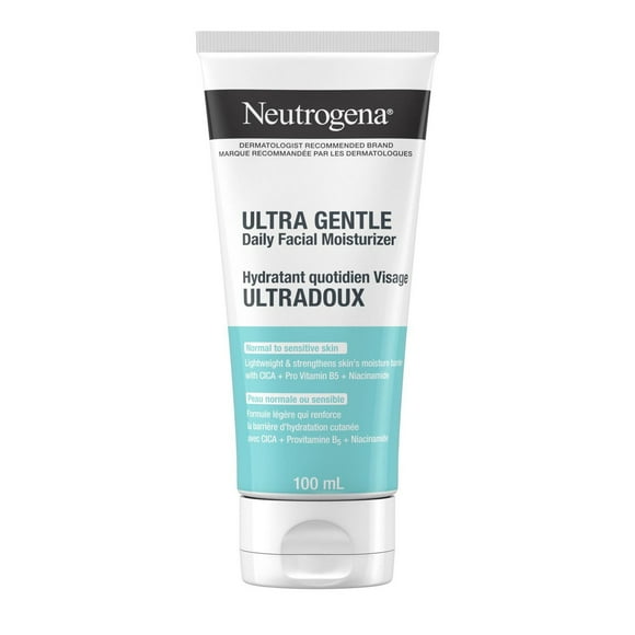 Hydratant quotidien Visage Neutrogena, sans parfum, hydratant pour peau sensible, pour le visage et le cou, avec vitamine B3, pro-vitamine B5 et vitamine E; soutient la barrière de la peau, 100 ml