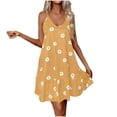 thumbnail image 2 of Dresses for Women Holiday Plus Size Dresses Summer Women's Casual Sleeveless Loose Print Short Dress Yellow M, 2 of 9