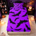thumbnail image 4 of Erosebridal Cartoon Bat Twin Sheets, Halloween Sky Bedding, Purple Burgundy, Black Reversible, 3-Piece, 1 Flat Sheet, 1 Fitted Sheet and 1 Pillowcase, 4 of 6