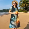 thumbnail image 4 of Naloa Red And Blue Flame Wave Dragon Print Womens Summer A-Line Dress with Pockets,Short Sleeve Dresses,Flowy Beach Swing Dress for Vacation Travel, 4 of 6