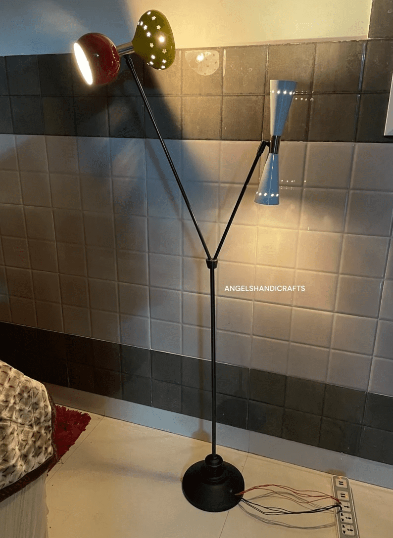 UK Lights Mid Century Style Multicolour Lacquered Tripod Stilnovo Indoor Fixture Floor Lamp for Living Room