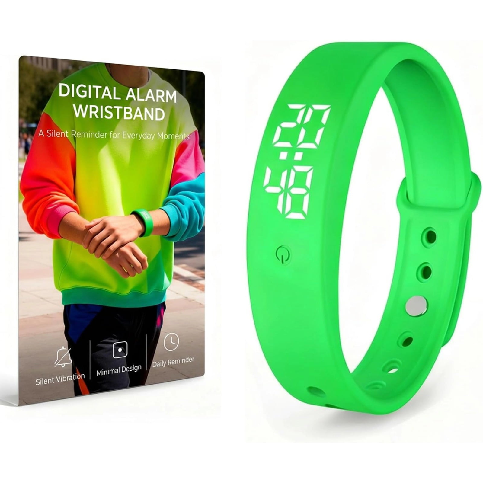 Wrist Alarm Clock Vibrating Silent Vibration Watch Ideal for Heavy Sleepers IP68 Waterproof Alarm Bracelet with USB Charging Ideal for Men Women