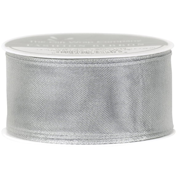 The Gift Wrap Company Wired Edge Sheer Ribbon, Silver
